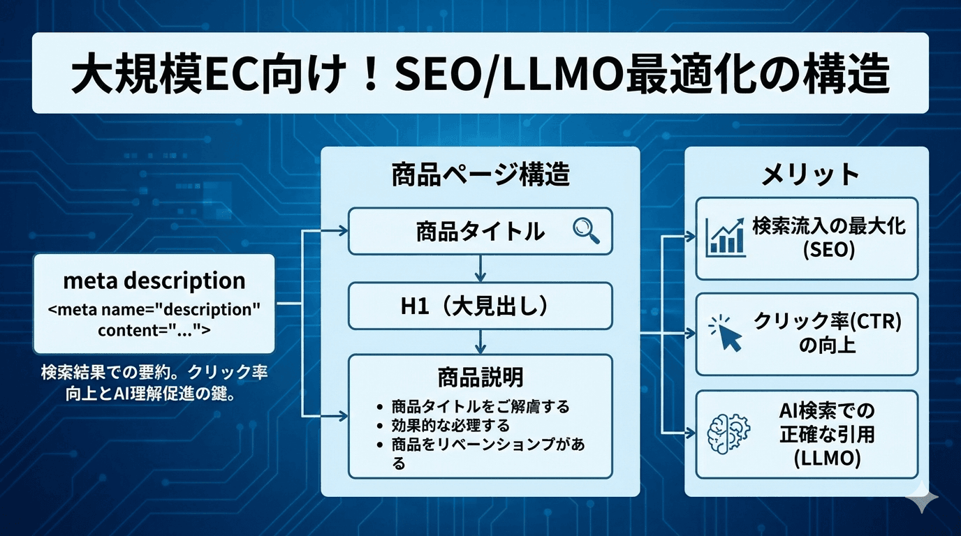 ECサイトの商品SEO：タイトル・H1・メタディスクリプション・キーワードの考え方と書き方