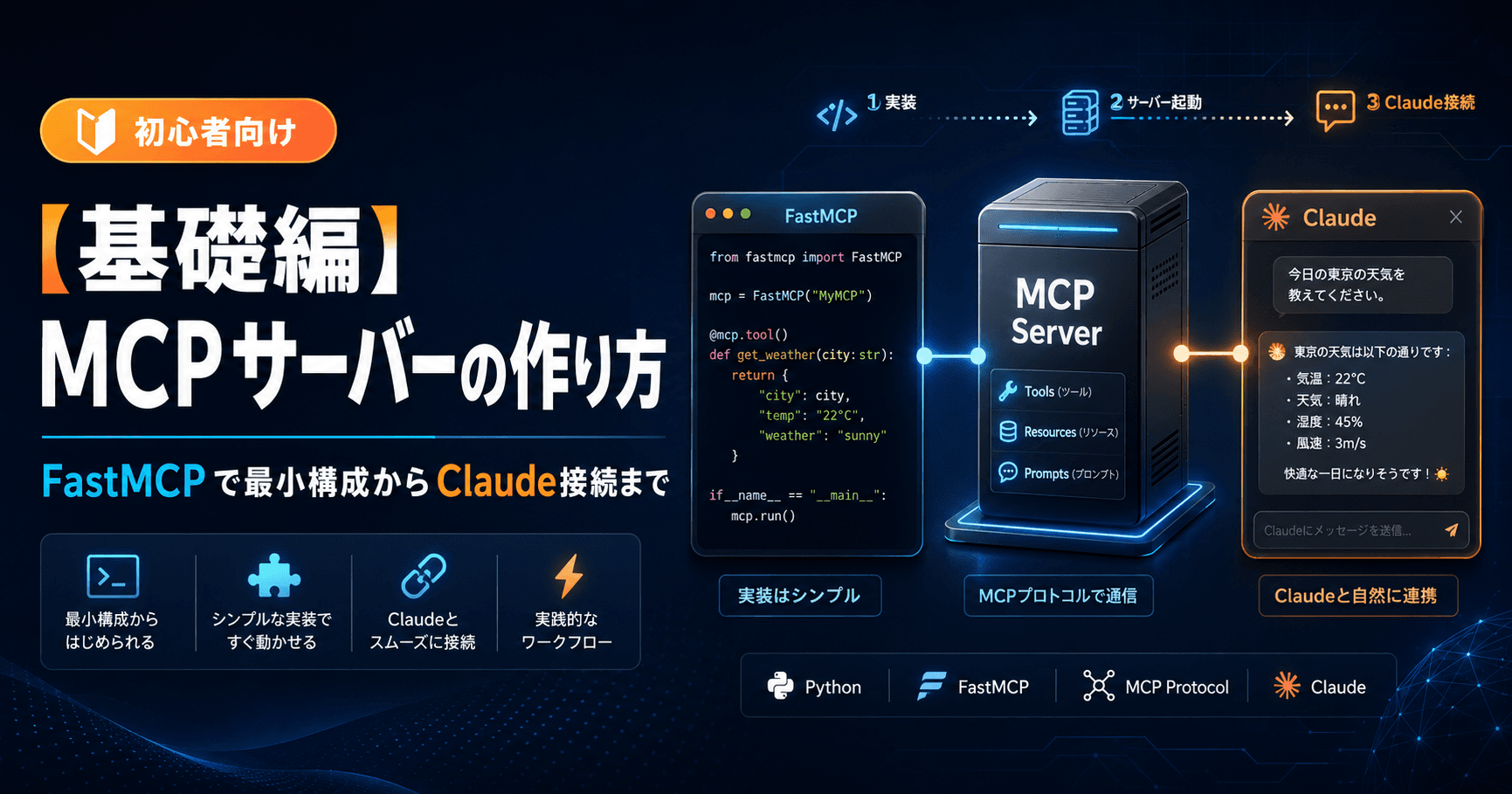 【基礎編】MCPサーバーの作り方：FastMCPで最小構成からClaude接続まで
