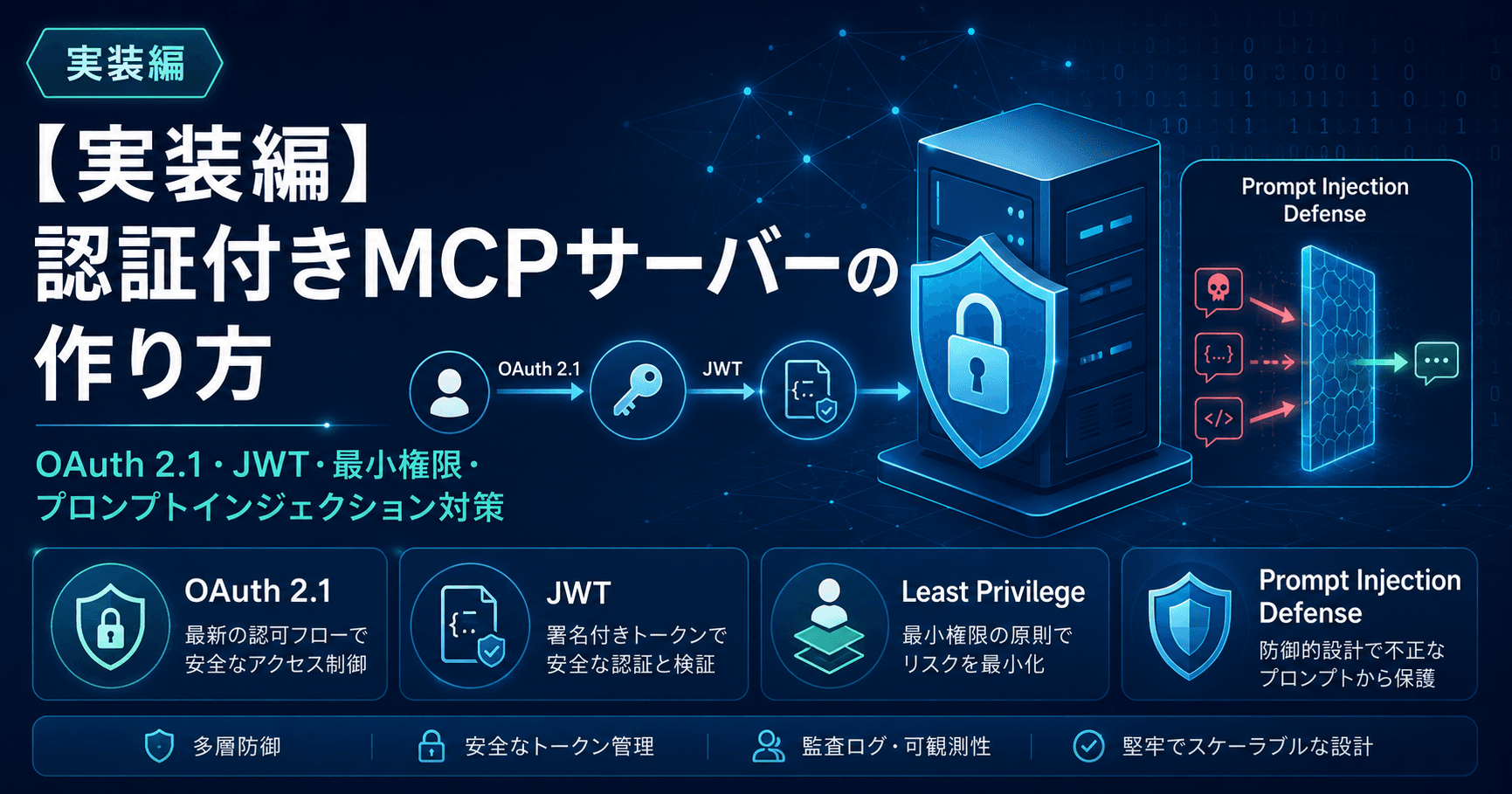 【実装編】認証付きMCPサーバーのセキュリティ実装:OAuth 2.1・JWT・最小権限・インジェクション対策